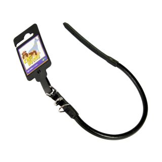 Läderhalsband, rundsytt, svart, 10mm x 45cm