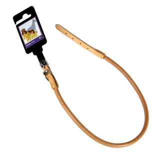 Läderhalsband, rundsytt, ljusbrunt, 10mm x 55cm