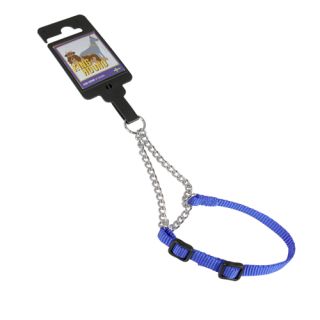 Justerbart halvstryphalsband av nylon, blått, 10mm x 20-35cm