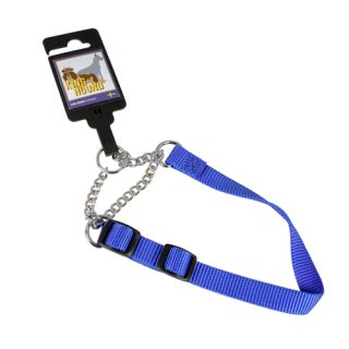 Justerbart halvstryphalsband av nylon, blått, 15mm x 30-45cm