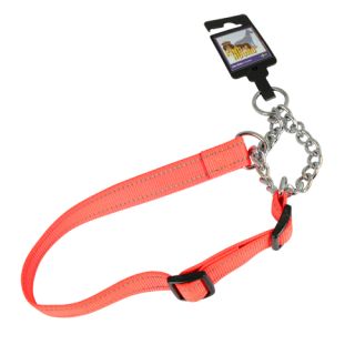Justerbart halvstryphalsband av nylon, orange reflex, 25mm x 45-70cm