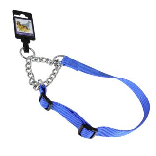 Justerbart halvstryphalsband av nylon, blått, 25mm x 45-70cm