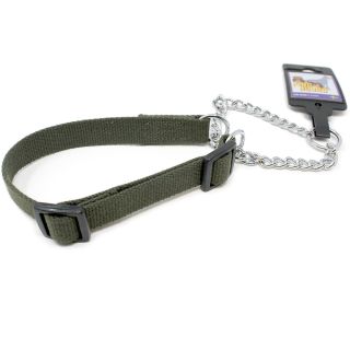 Justerbart halvstryphalsband av nylon, grönt, 20mm x 30-45cm