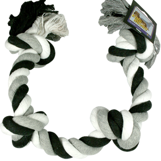 Tuggknut av bomull, 4 knutar, svart/vit/grå, 260 gram, ca 50 cm