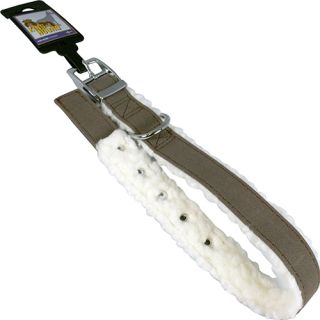 Halsband, pälsfodrade, mörkbrun/vit, 25mm x 55cm