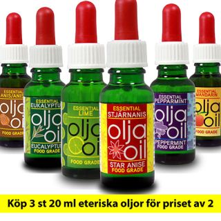 Köp 3 st 20 ml eteriska oljor för priset av 2