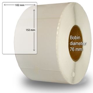 Etiketter på rulle, självhäftande, högblanka för bläck, 102x 152mm, 800 st