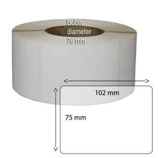 Etiketter på rulle, självhäftande, högblanka för bläck, 75-102 mm, 1000 st