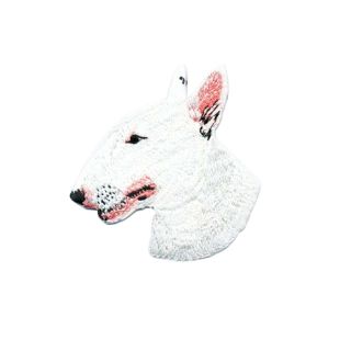 Brodyrmärke Bullterrier vit